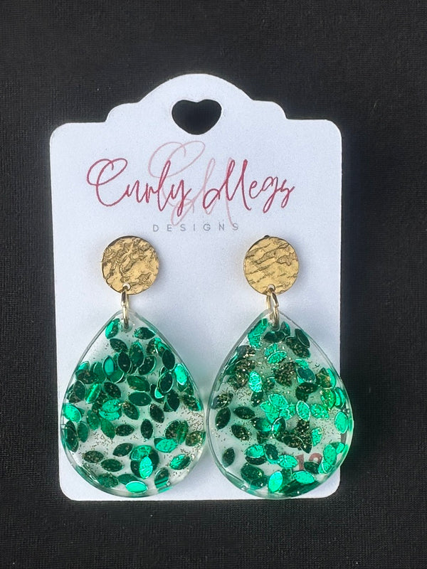 Botanical Sequin Teardrop Earrings