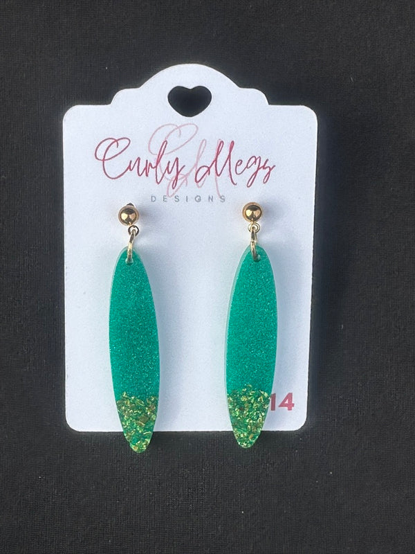 Emerald and Lime Surfboard Drop Earrings