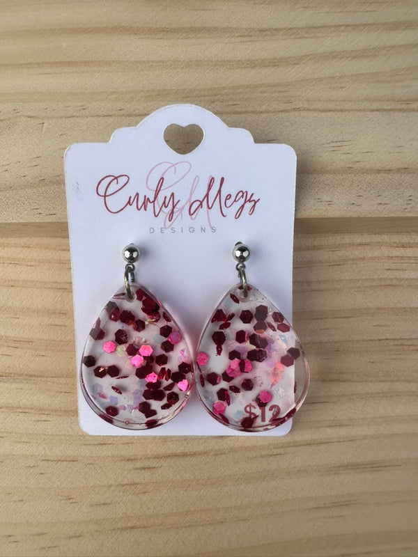 Pink Confetti Teardrop Earrings