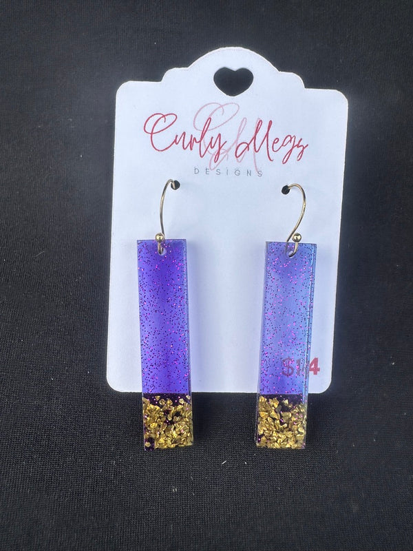 Purple Galaxy Bar Drop Earrings