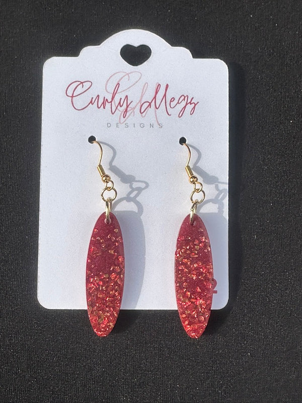 Ruby Chunky Glitter Surfboard Drop Earrings